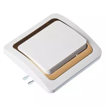 FORZA Золотая коллекция Выключатель одноклавишный, белый с золот. вставкой 10А 250В, огнеуп. пластик