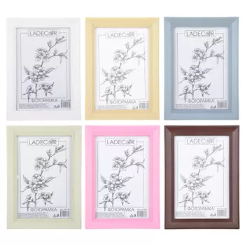 Фоторамка 10х15 см, пластик, 6 цветов, арт 1-16