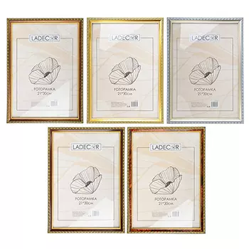 Фоторамка 21х30, пластик, стекло, 5 цветов (бронза, орех, бук, серебро, золото)