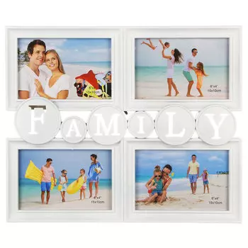 Фоторамка на 4 фотографии "FAMILY", 36х29,5 см, пластик