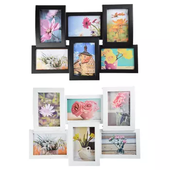 Фоторамка на 6 фотографий объемная, пластик, 46х32см, 2 цвета, арт.17-03