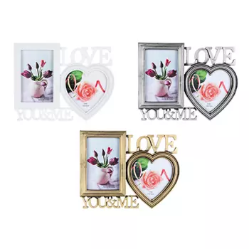 Фоторамка с сердцем на 2 фотографии, 28х21,5 см, 3 цвета, пластик, арт.22-23