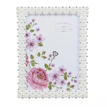 Фоторамка с жемчужинками, 20х15 (13х18) см, пластик