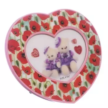 Фоторамка "Сердце с маками" 23х19см пластик, ПВХ