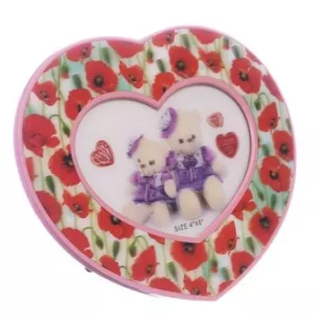 Фоторамка "Сердце с маками" 23х19см пластик, ПВХ