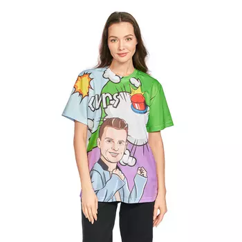 Футболка спортивная для взрослых «КИРЯ», размер M, 100% полиэстер, комикс