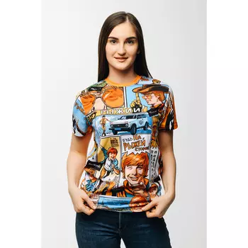 Футболка спортивная для взрослых "Комиксы Рыжий", размер 2XL, 100% полиэстер