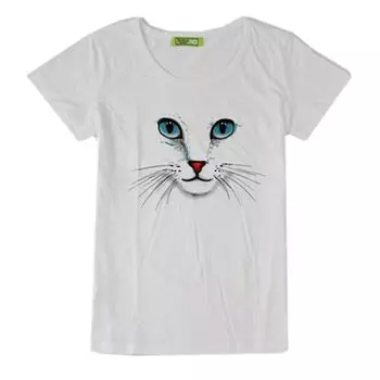 Футболка женская "Кошечка", хлопок 100%, белая, размер M
