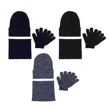 GALANTE Комплект детский 3 пр: шапка р 52-54, шарф-хомут 21х18см, перчатки р 14, 3цв, МП22-10