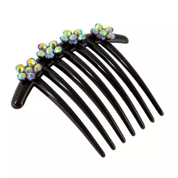 GALANTE Заколка-гребень для волос с декор. украшением цветок 10см, (стразы:желт,роз,син), микс