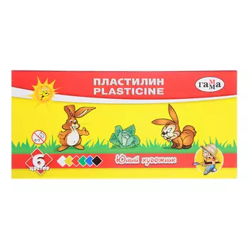 ГАММА Пластилин 6 цветов 84 гр. "Юный художник", со стеком, в картонной упаковке, 280042