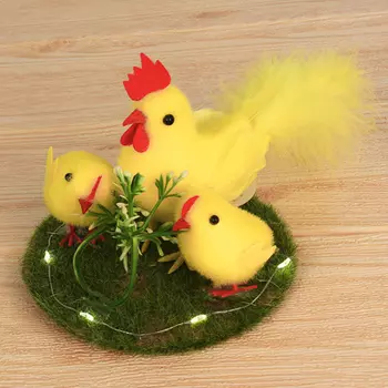 Гирлянда с декором Пасхальным в виде курочек,3*LR44,1 реж,12,5x11 см, полиэст, пласт, пеноп, картон,