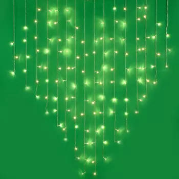 Гирлянда светодиодная Бахрома-сердце СНОУ БУМ 124LED, 2,5х1,5м,16 нитей, шампань