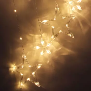 Гирлянда светодиодная Бахрома СНОУ БУМ 115 LED, 2,8х0,55х0,9 м, "Звезды", шампань