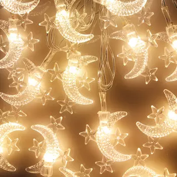 Гирлянда светодиодная с насадками СНОУ БУМ "Месяц со звездами", 3м, 15LED, шампань, 220В