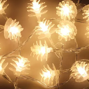 Гирлянда светодиодная с насадками СНОУ БУМ "Сосновая шишка", 3м, 15LED, шампань, 220В