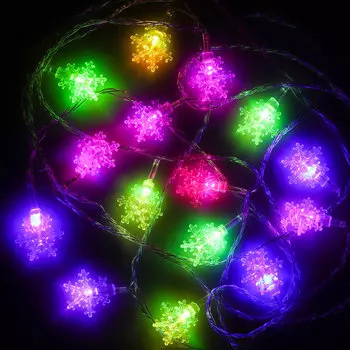 Гирлянда светодиодная СНОУ БУМ, 3 м, 15LED, насадка в форме "Снежинок", RG/RB, авторежим, 220В