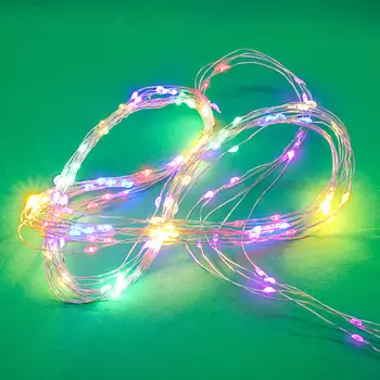 Гирлянда светодиодная СНОУ БУМ "Нитка росы" 10LED, мульти, 1 метр, от батареек (2*CR2032)