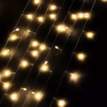 Гирлянда светодиодная занавес СНОУ БУМ 280 LED, 2x1,5м, шампань, мерцание, прозрачный провод, 220В