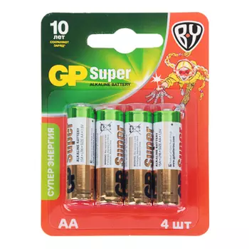 GP Super BY Батарейки 4шт, тип АА,15AGM-2CR, BL