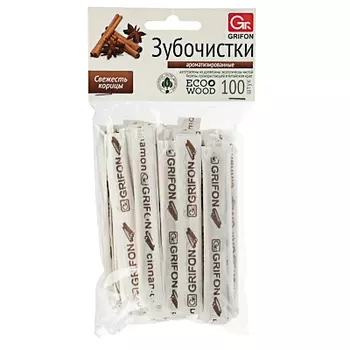 GRIFON Зубочистки березовые с ароматом Корицы, 100 шт, в инд/бум/упак, 400-522