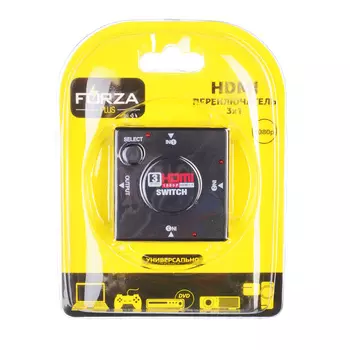 HDMI переключатель FORZA 3в1, 1080p, блистер