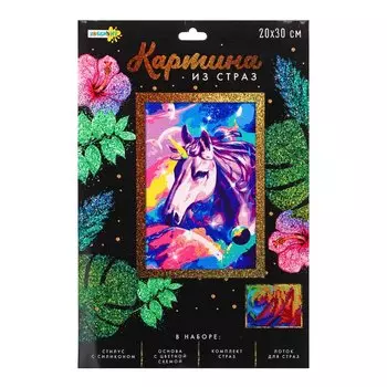 ХОББИХИТ Картина из страз, комплект (стразы, основа, палочка), 20х30см, 10 дизайнов