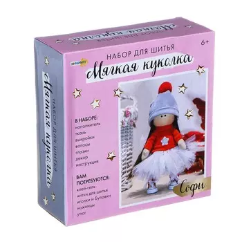 ХОББИХИТ Набор для шитья "Мягкая куколка" сделай сам, текстиль, бумага, 22х23,2х6,5см, 3 дизайна