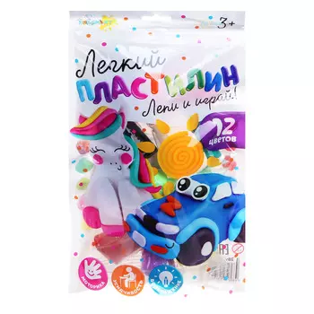 ХОББИХИТ Набор легкого пластилина, 17,5х30см, 12 цветов