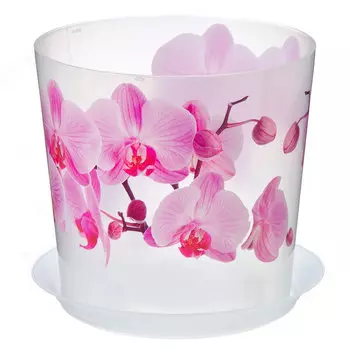 IDEA Кашпо для цветов, пластик, "Деко" с подставкой, d12,5см, 1,2л, Орхидея, М 3105