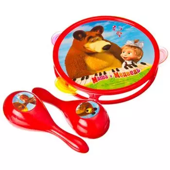 ИГРАЕМ ВМЕСТЕ Набор музыкальных инструментов (бубен, маракасы) "Маша и Медведь", пластик, B589437-R2