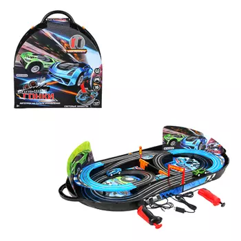 ИГРОЛЕНД Автотрек на пульте управления "Большие гонки" электропитание, свет, PP, ABS, 42х47,5х8,5см