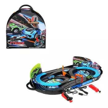 ИГРОЛЕНД Автотрек на пульте управления "Большие гонки" электропитание, свет, PP, ABS, 42х47,5х8,5см