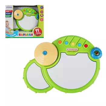 ИГРОЛЕНД Барабан музыкальный, свет, звук, 3АА, ABS, 27х19х6,5см
