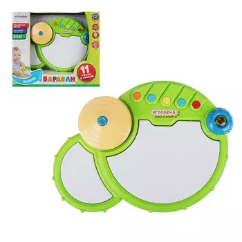 ИГРОЛЕНД Барабан музыкальный, свет, звук, 3АА, ABS, 27х19х6,5см