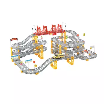 ИГРОЛЕНД Большой трек с мостом, машина, пластик, 1АА, 79х44х29см