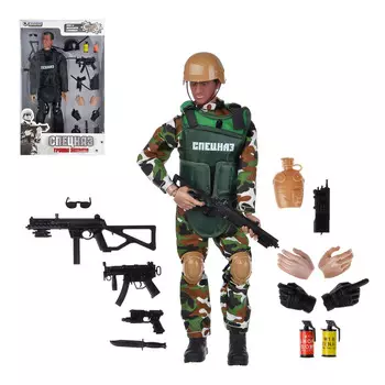 ИГРОЛЕНД Фигурка солдата шарнирная, 30см, с аксессуарами, ABS, 35х21,7х6см, 2 дизайна