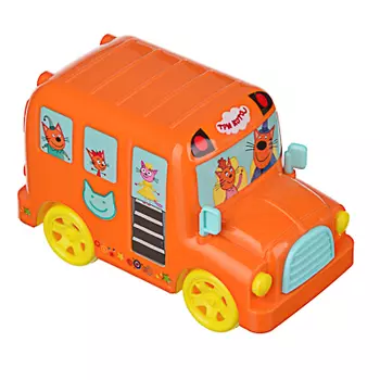 ИГРОЛЕНД Игрушка музыкальная автобус "Три кота", звук, свет, инерция, 3AG13, ABS, 11,5х7х5,5см