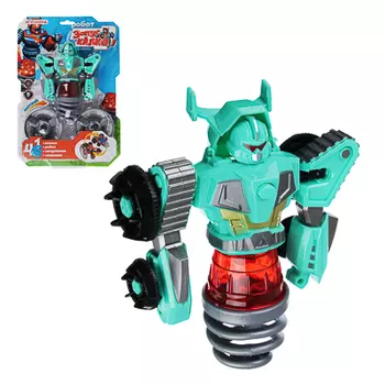ИГРОЛЕНД Игрушка "запускалка" в виде трансформирующ. робота,волчок, диск, свет, ABS, 21,6х30х5см