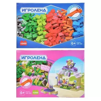 ИГРОЛЕНД Конструктор набор дополнительных деталей, 1000 дет., пластик, 30х20х8см, 2 дизайна