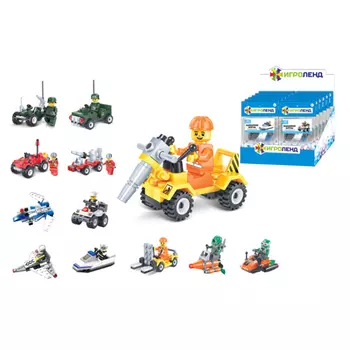 ИГРОЛЕНД Конструктор пластик, 35-47 дет., 6+, 12 дизайнов, Др-0217-01
