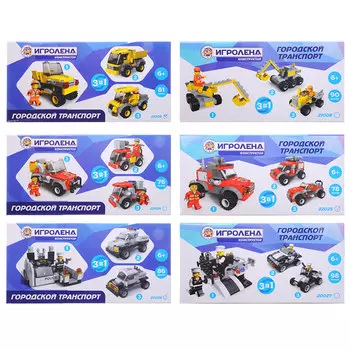 ИГРОЛЕНД Конструктор пластик, 76-98 дет., 6+, 6 дизайнов, Гор-20026/27/22024/25/21008/9