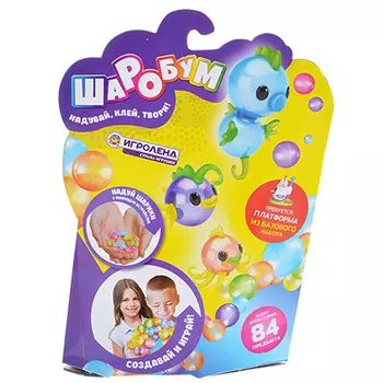 ИГРОЛЕНД Конструктор Шаробум, набор доп. шариков и аксессуаров, 84 шт, 17х24,5см