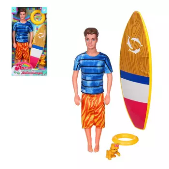 ИГРОЛЕНД Кукла мальчик "На отдыхе" с аксес., 29см, 3-5 пр, ABS, PVC, текстиль, 4 16х31х5см, 4 диз.