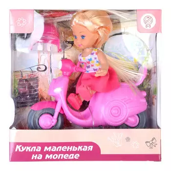 ИГРОЛЕНД Кукла маленькая на мопеде, пластик, полиэстер