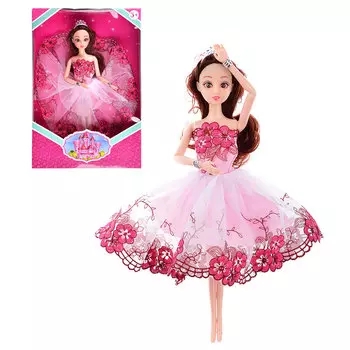 ИГРОЛЕНД Кукла шарнирная в платье принцессы 29см, пластик, полиэстер, 20х30х5см, 10 дизайнов