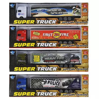 ИГРОЛЕНД Машинка фура, металл, пластик, 20х3х3см,4 дизайна