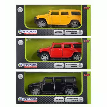 ИГРОЛЕНД Машинка инерционная, 1:32, металл, двери открываются, 12х5,5х5см, 3 дизайна