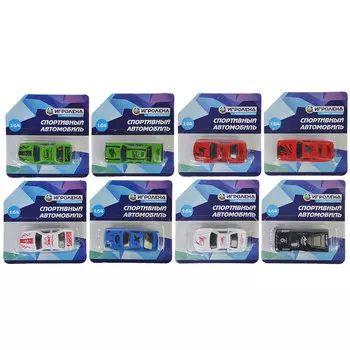 ИГРОЛЕНД Машинка "Спортивная", 1:64, металл, пластик, 8х4х3см, 12 дизайнов, 88014