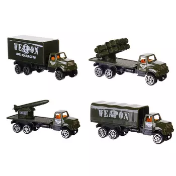 ИГРОЛЕНД Машинка Военный грузовик, металл, пластик, 1:64, 4 дизайна